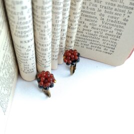 レトロモダンな小さなイヤリング <red×black>