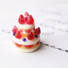 ガラスのミニチュア苺ショートケーキ ２段★ガラスのミニチュア洋菓子店★の画像