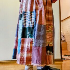 着物リメイクスカート⭐優しい紬で春待ちスカートレトロモダン79cm丈の画像
