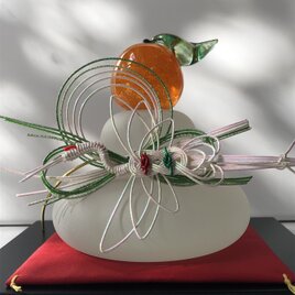 ほっこり福ぷく泡入りガラスの鏡餅　特大  [限定品]  〜かがみもち〜の画像