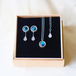 NEW【信楽焼】至高の蒼玉　ピアス・ネックレス　蒼玉シリーズ　陶器　伝統工芸　ハレの日　ギフト・プレゼントの画像