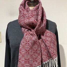 カシミヤストール　模様織り　レッドの画像