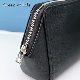 ◆完売しました◆【*＊コスメをたっぷり収納＊*】本革の 手触り心地いい コスメ ポーチ　＊ブラック＊