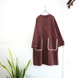 double colour binding pocket coat (plum)の画像