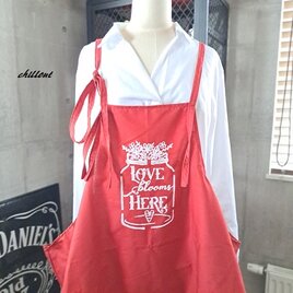 【sale】【背中がかわいい】エプロンドレス：ボルドー：LOVE BOTTLE：コットン【0745】の画像