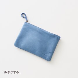 【ジビエ鹿革・ジビエレザー】ENISICA トモシカポーチM 朝霞 アッシュブルー 本革の画像