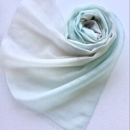 さらウール＊WOOLSILK＊青竹色×潤色＊手染ウールシルクストール