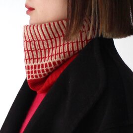 カシミヤ100：% PERCENT ネックウォーマー （レッド）ホールガーメント ギフトBOX フリーサイズ