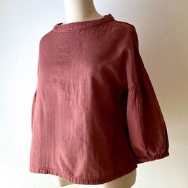 25%off❣️栗染オーガニックコットンガーゼブラウスの画像