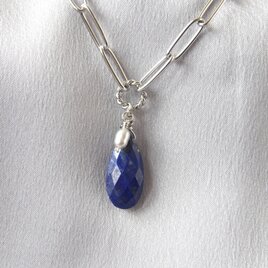 Oval Chain Pendant（ラピスラズリ×淡水パール）の画像