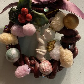 小さいリースA エンジェルとぼんぼん飾りの画像