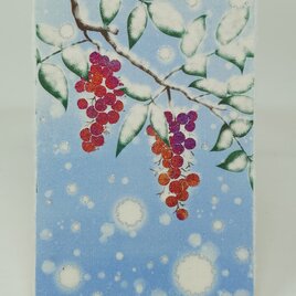 ギルディング和紙葉書　南天と積り雪の画像