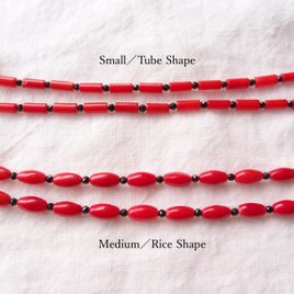 期間限定【予約品】Red Coral ／レッドコーラル ロングネックレス（Small／Tube Shape）