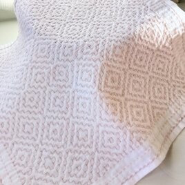 刺し子ふきん/カバー    柿の花刺し  淡いピンク