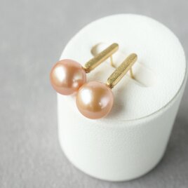 Freshwater Pearl Earrings/Orange/Bar *の画像