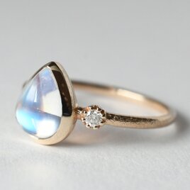 K10 レインボームーンストーンとダイヤモンドのテクスチャーリング