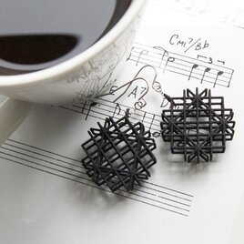 グリット Black・ピアス（イヤリング）　#3D print accessoriesの画像