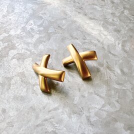 PM55-【 Monet 】モネ・ヴィンテージピアス 1970〜80s Matte Gold Tone Crossの画像