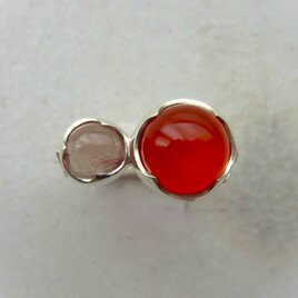 【夏のセール】Wild Flowers Ring  / SV925、カルセドニー、アンデシン
