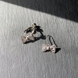 【銀線細工】Ribbon(S)ピアスorイヤリング/SV925の画像