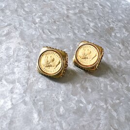 Y1034 -ヴィンテージイヤリング U.S.A. Vintage Coins Gold Tone Clip Earringsの画像