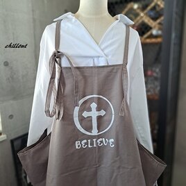 【sale】【背中がかわいい】エプロンドレス：チャコール：BILIEVE【0691】の画像