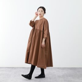 大人のかわいい　コットン100％　ふんわり　ゆったり　キャザー　ロングワンピース　♪オーダーサイズ可の画像