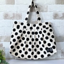 Lサイズ】ダリア柄 綿麻グラニーバッグ ブルー ＜A4サイズ入り