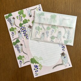 Letter Set 山葡萄にシマリス（ピンク）の画像