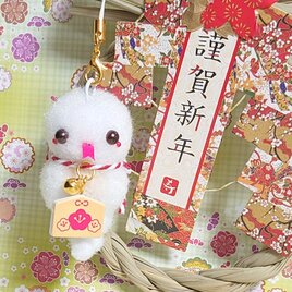 【送無】2025◆◇ポンポンお正月◇◆巳年●ㅅ●リンリン♪絵馬下げへびさん仲良しヘビさん☆白ヘビ