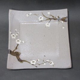 正方形陶板(梅)の画像