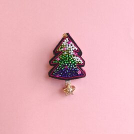 クリスマスツリーのブローチ【ピンク】