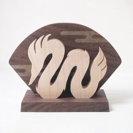 正月飾り　たつ辰龍十二支干支置物鏡餅木製ウォールナット