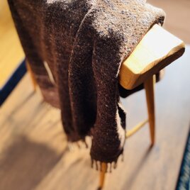 wool 100% 手織りツィードブランケット・shrow ＊ brown＊の画像