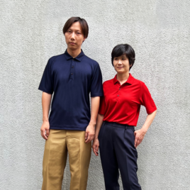 【ユニセックス】C FLEX メリノウール ポロシャツ 半袖（800レッド　Sサイズ）