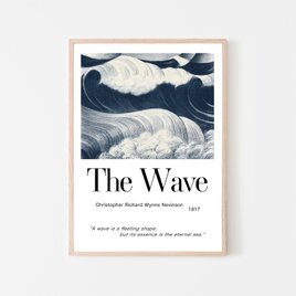 The Wave アートポスター/メッセージ 波 インテリア ブルー 縦長 ヴィンテージの画像