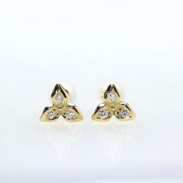 K18YG ダイヤモンドピアス(ツユクサ)　0.02ct・0.02ctの画像