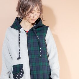 ウールmixフードパーカー♡ブラックウォッチの画像