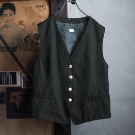 omitsuのおつくろい・ USEDウールベスト × MUSASHI KANDA ニホンシカのボタンの画像