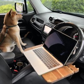 折りたためる車載デスク アカシア 木製 テーブル 移動できる書斎