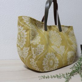 ３０％OFFイギリスジャガード織り花柄コットン混トートバックの画像