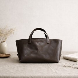 本革 トートバッグ スモールフィールドバッグ ダークモカブラウン 横長 小さめ 牛革 レザー 軽量 シンプル ユニセックス