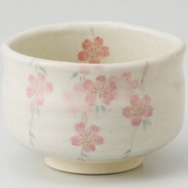 ◆新品◆　加藤五陶兵衛造 美濃焼 並色絵枝垂桜図茶碗２個セット【紙箱】1個のサイズ約φ11.5×8cmの画像