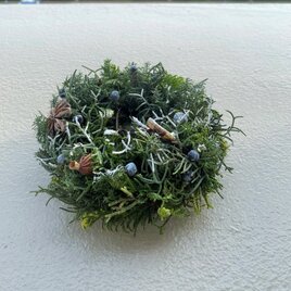 雪の森　春まで飾る手のひらサイズの冬リース　の画像