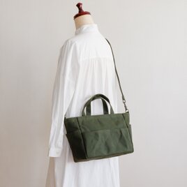 4 pockets tote 横長2way オリーブドラブ / 10号帆布の画像