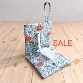 【SALE】V&Aウィリアムモリス　持ち手付き　携帯ティッシュケース　箱ティッシュから詰替え　ヴァイン　アイボリー　　981の画像