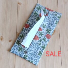 【SALE】V&Aウィリアムモリス　携帯ティッシュケース　箱ティッシュから詰替え　ヴァイン　アイボリー　　982の画像
