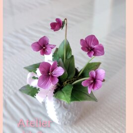☆クレイフラワー作品（スミレ咲く〜2）☆の画像