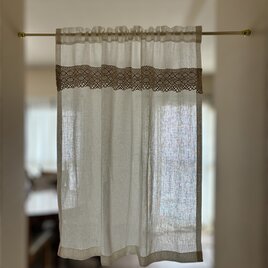 カフェカーテン　トーションレース付き【ランス】【薄地　リノ　ココン　アイボリー　リネン＆ポリエステル】の画像