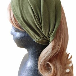 ハンドメイド　ヘアーバンド　モスグリーンの画像